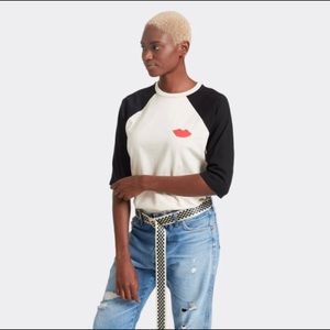 Clare V. Raglan Tee with Lips